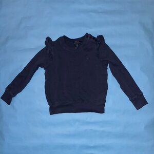 Ralph Lauren Ruffled Ruffle Shoulder Crewneck Sweatshirt Girls Sz S (7) Preppy